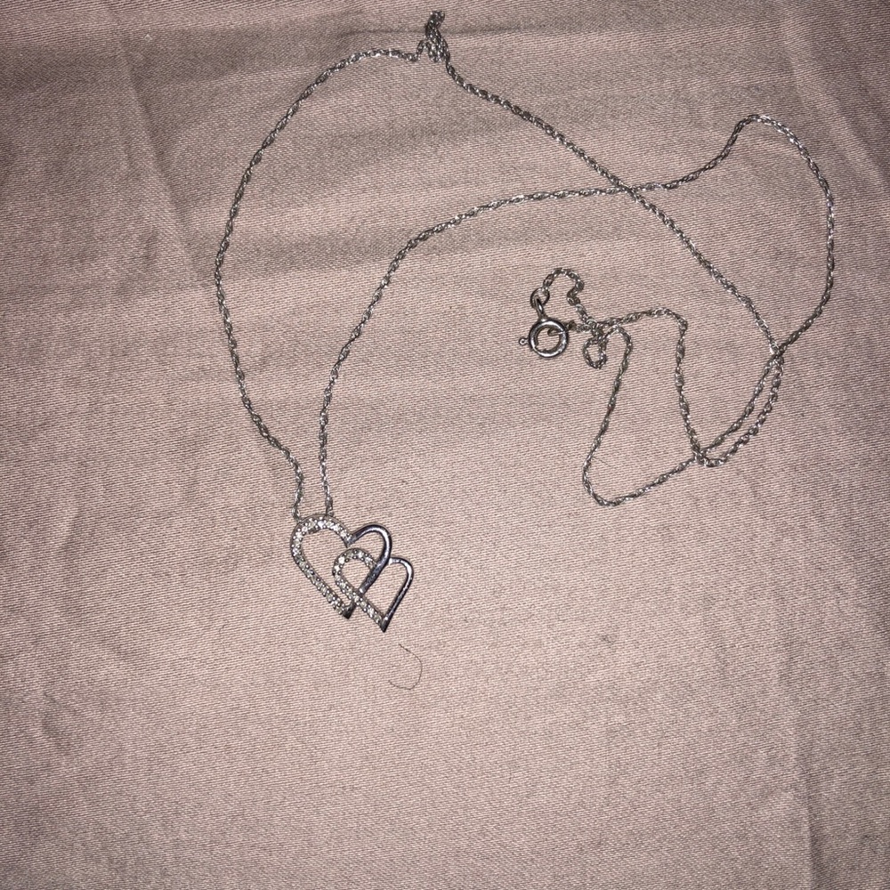 Double swarovski crystal heart necklace